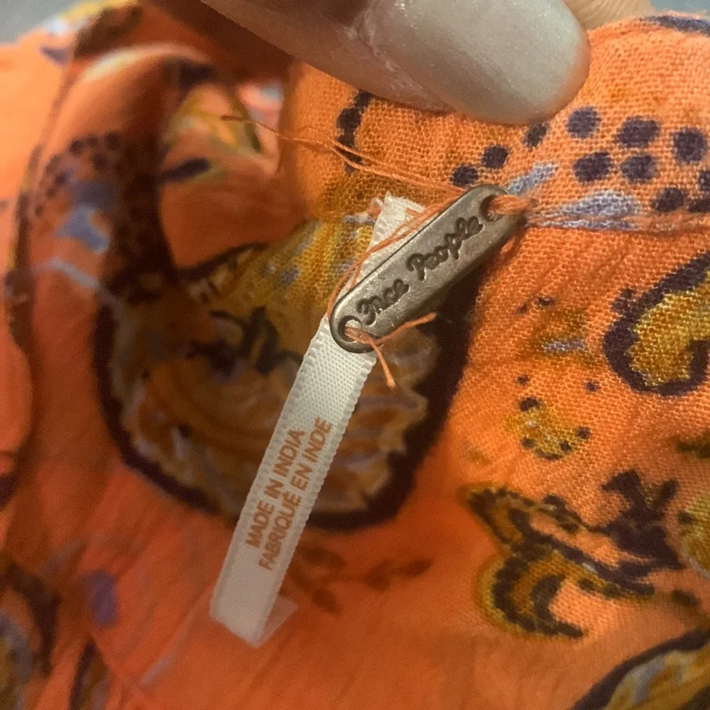 Free People *Flaw Tunic Mini Just The Two Of Us Paisley Orange XS Boho Whimsical